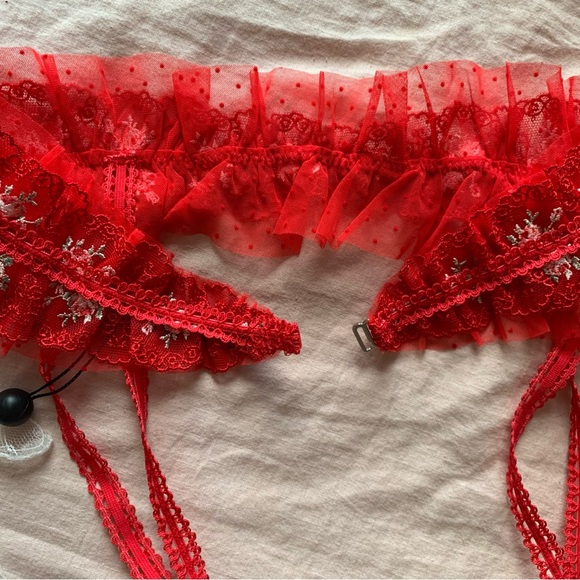 🌹 For Love & Lemons Red Rose Garter Belt 🌹 Limited Edition, NWT - Picture 3 of 7